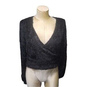 Fluffy Shag Sweater Large Black Long Sleeve Sweater Black Shag Sweater Sexy
